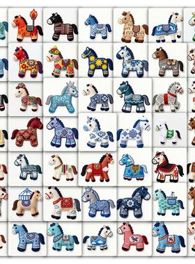 118张小马布偶贴纸Q版可爱卡通2026马年玩偶装饰水杯手账防水贴画