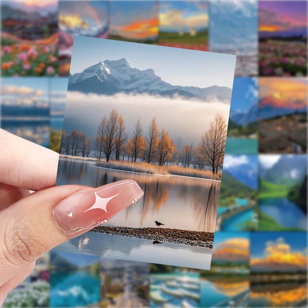 爆款云南风景壁纸图贴纸ins风景装饰手机水杯行李箱diy防水贴画