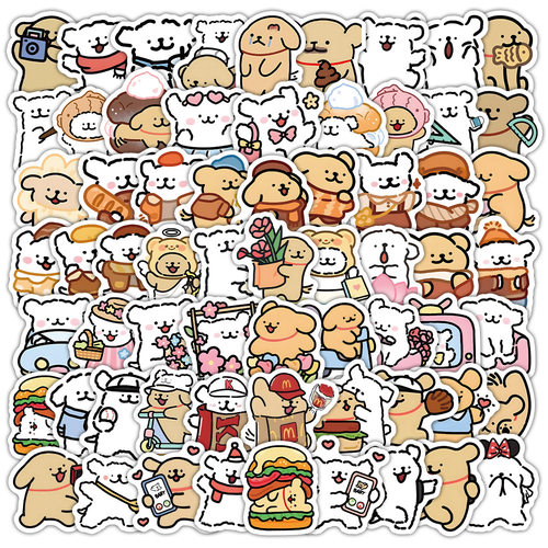 120张新款可爱卡通小狗狗儿童喜爱文具盒笔记本电脑水杯装饰贴纸