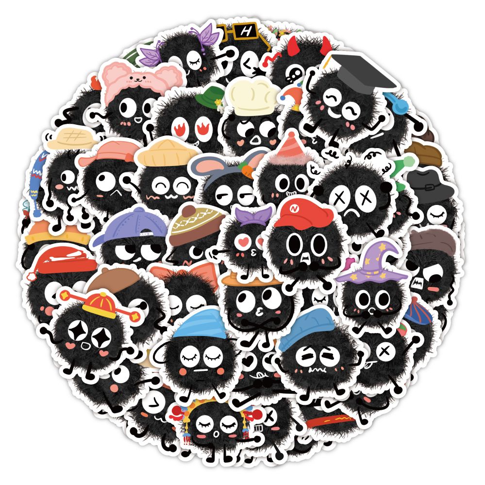 120张原创煤炭煤球表情贴纸卡通可爱趣味创意DIY装饰手机防水贴画
