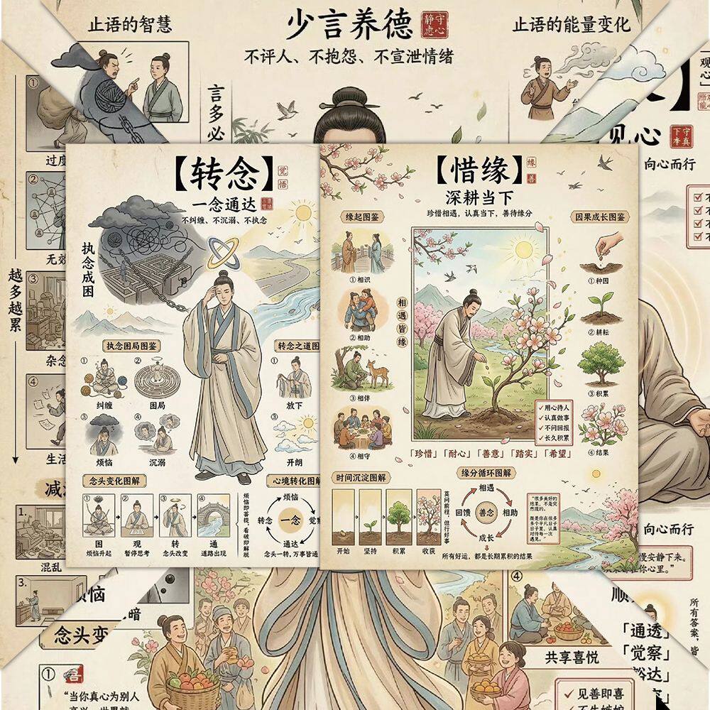6张悄悄积德的6个方法贴纸修行自我修行与认知悟性和灵性积累福报