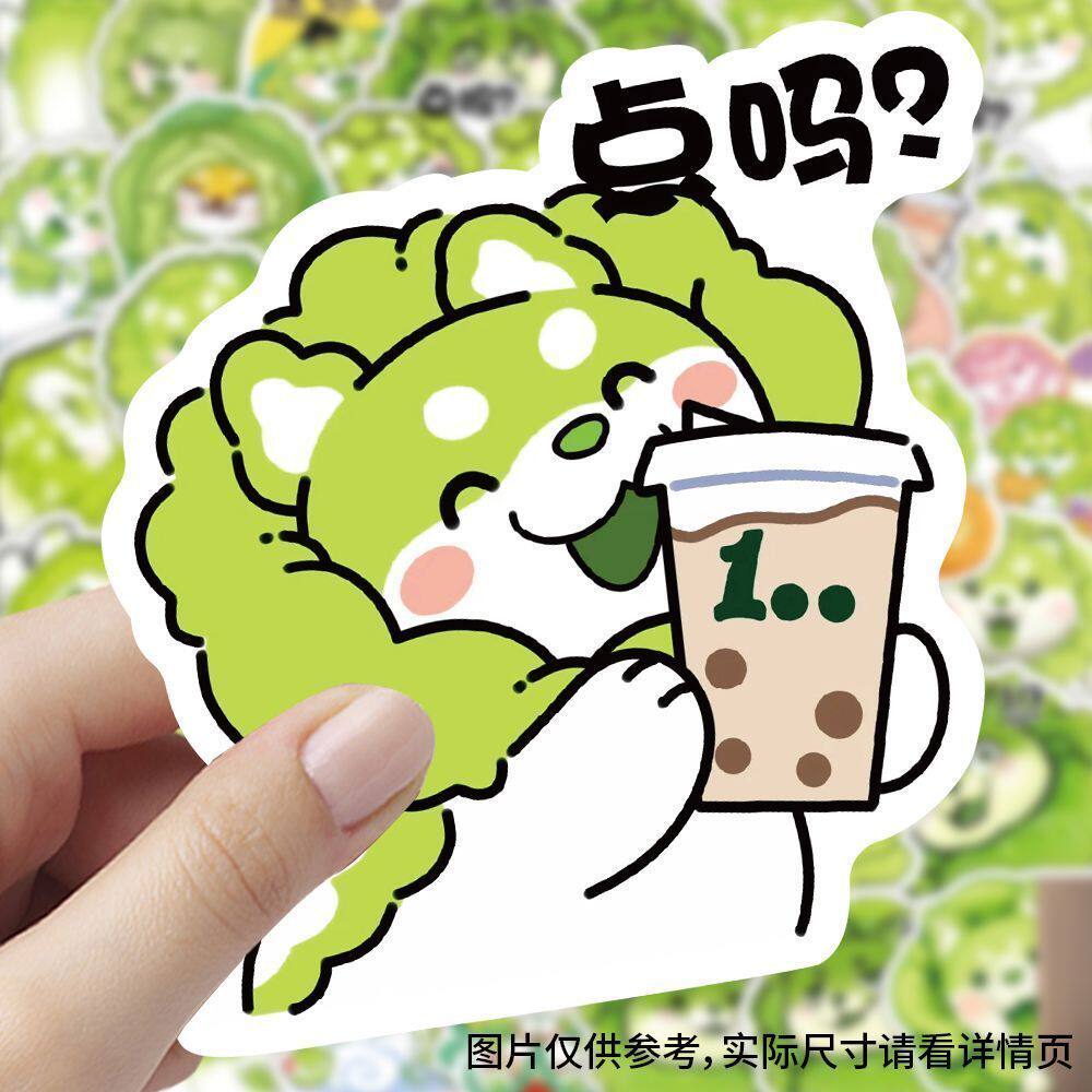 60张白菜狗贴纸卡通可爱趣味表情包儿童装饰手机壳行李箱防水贴画