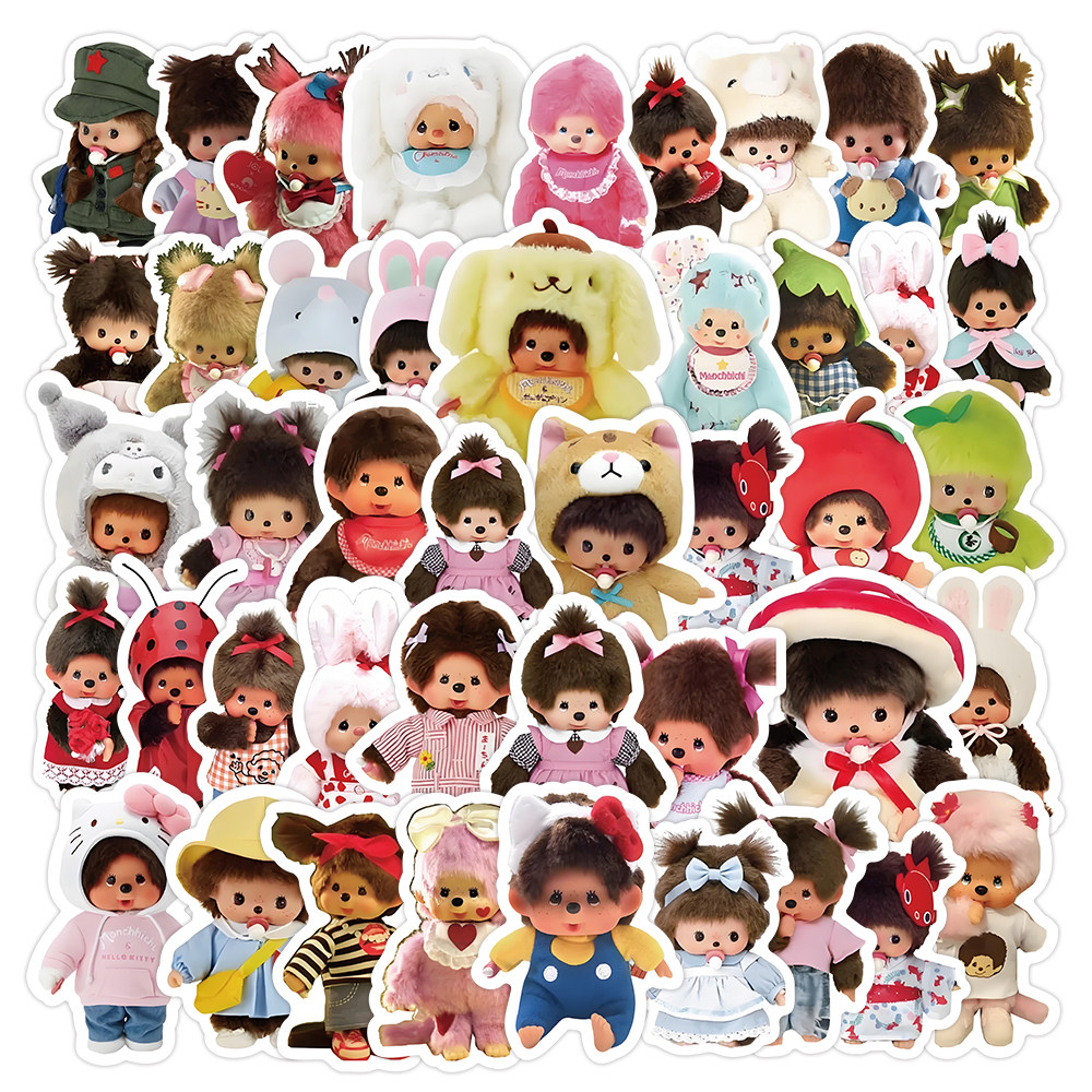 160张蒙奇奇贴纸Q版卡通玩偶公仔女孩儿童装饰手机壳水杯防水贴画