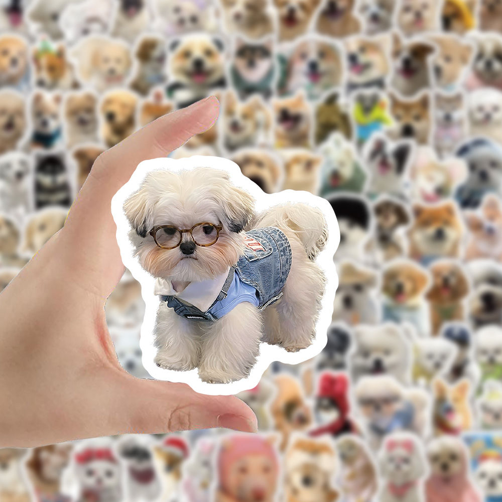 200张可爱狗狗贴纸爆款高颜值萌宠动物装饰手机壳防水贴