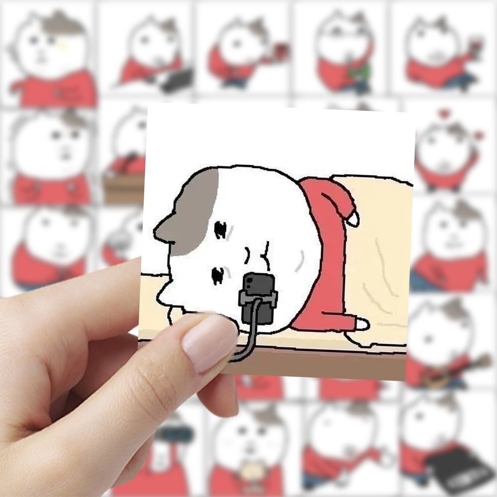 线条小猫创意插画贴纸复古搞怪搞笑表情包贴画diy手账笔记本装饰