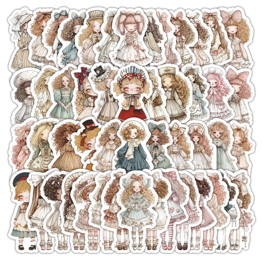 60张洋娃娃贴纸可爱卡通女孩儿童装饰手机壳行李箱防水不留胶贴画