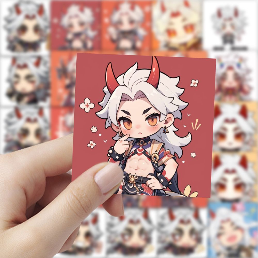 Q版荒泷一斗贴纸原神人物角色卡通装饰手机壳行李箱防水封口贴画