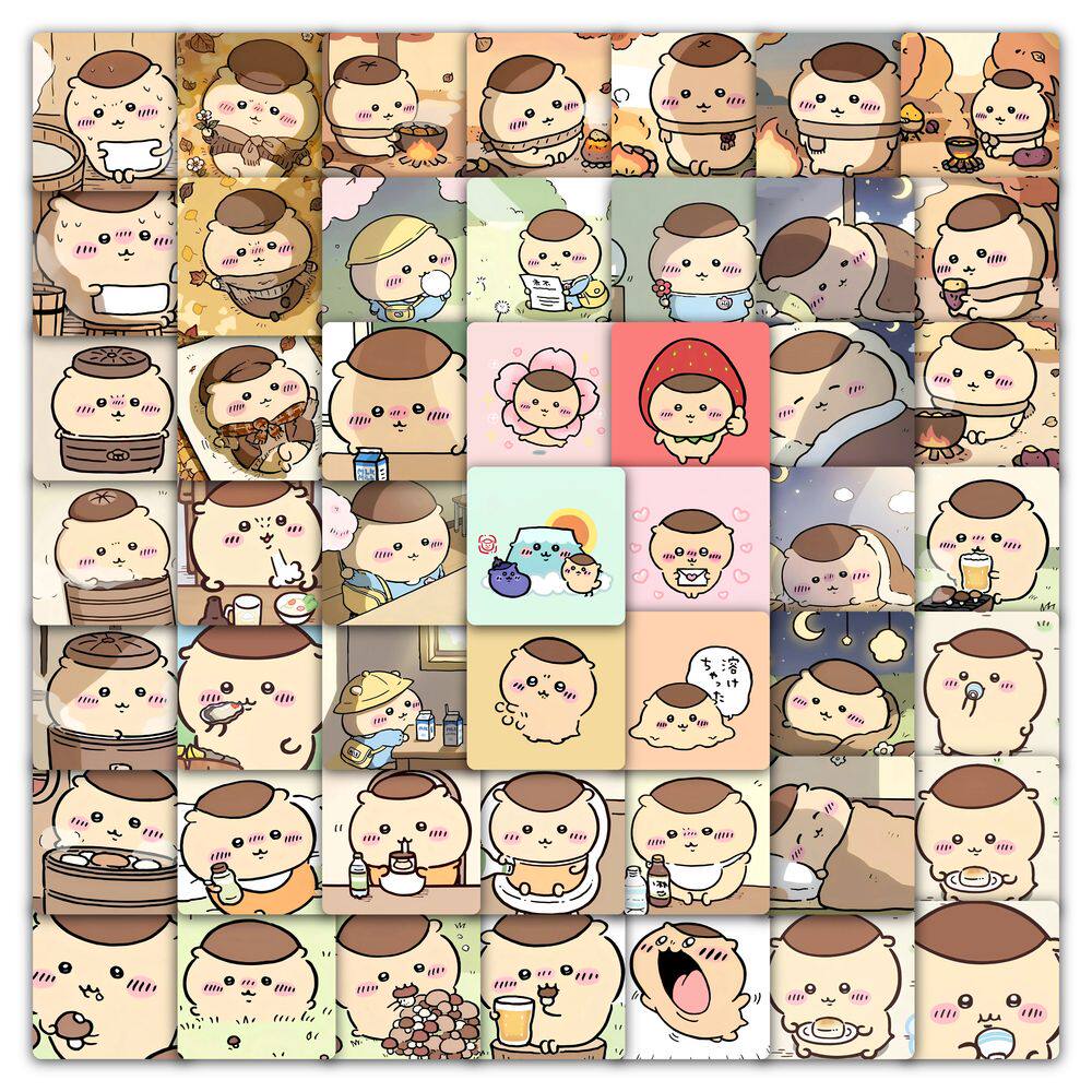 59张栗子馒头贴纸可爱卡通涂鸦小图案女孩儿童装饰行李箱防水贴画