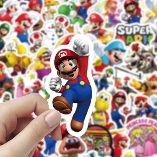 300贴超级玛丽欧兄弟贴纸马里奥卡通装饰桌面可爱diy手账表面防水
