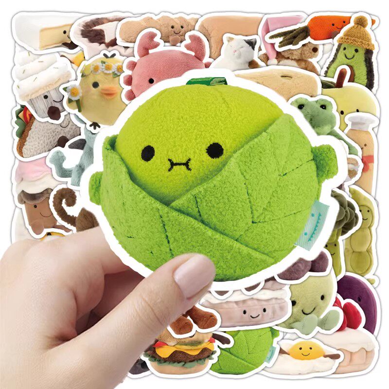 100张毛绒玩具贴纸卡通写实Q版玩偶趣味表情包装饰手机壳防水贴画