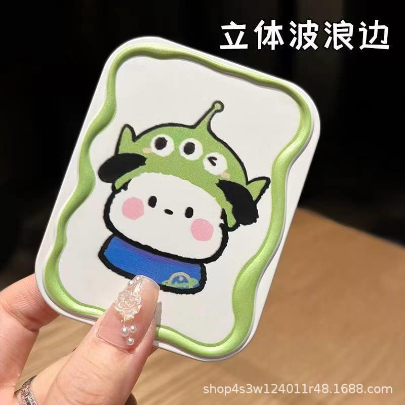 新款小镜子化妆镜便携折叠补妆镜梳一体套装上课口袋镜