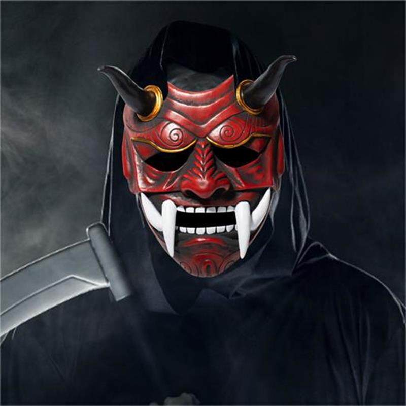 红色般若面具挂件 鬼脸獠牙能面舞会cos角色扮演鬼武士树脂面罩