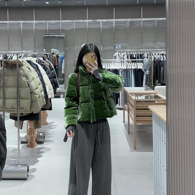 新品羽绒服短款立领丝绒