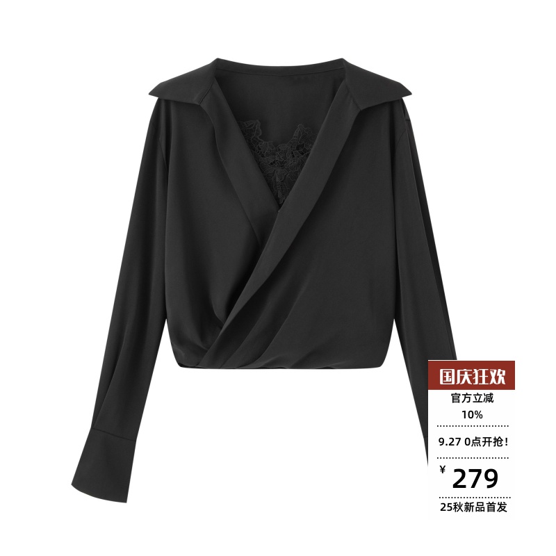 新款时尚蕾丝拼接衬衫女上衣
