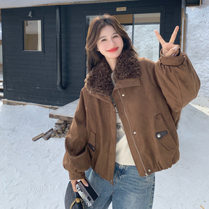 现货！！泰迪毛拼接毛领麂皮绒羽绒服外套ZB111-1659-P245-K368，女装羽绒服，浙宝B馆111（原065）