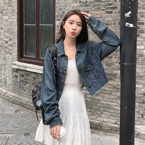 【现货】设计感小众毛边短款牛仔衬衣外套B111-8308-P120K178图片