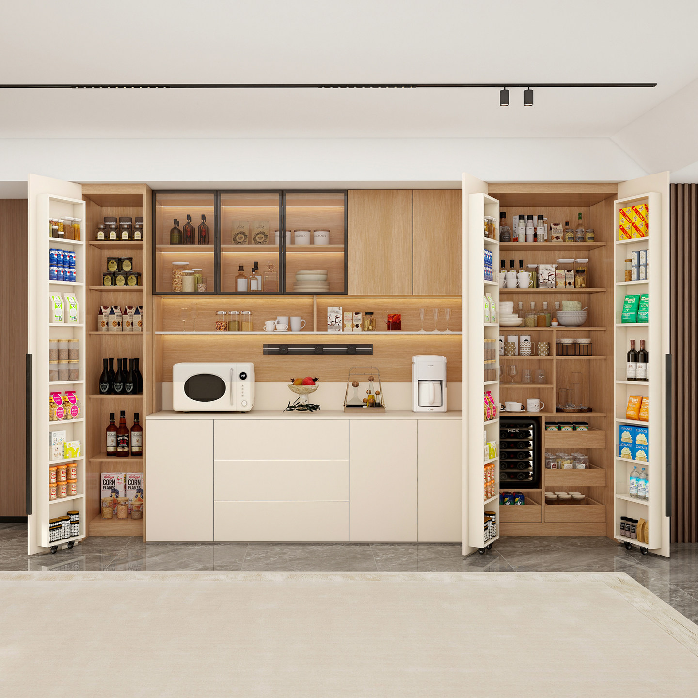 轻奢原木风餐边柜靠墙一体储物柜多功能收纳柜客厅大容量组合柜,住宅家具,餐边柜,淘宝优惠券,粉丝福利购,淘宝优惠卷