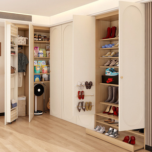 原木奶油风鞋 柜家用门口多功能收纳柜大容量家用柜玄关储物柜