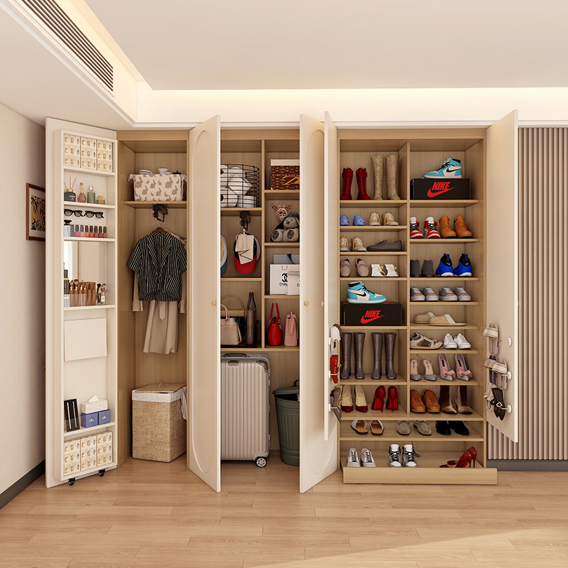 实木定制鞋柜带轮滑大容量门厅柜