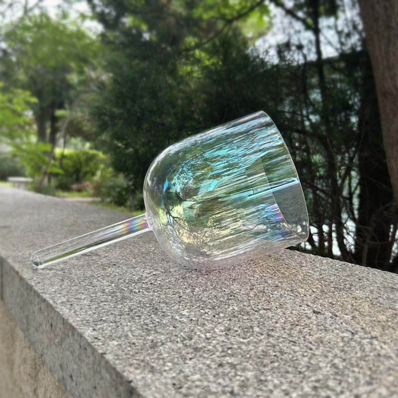 七彩透明手持钵水晶钵打碗乐器瑜伽馆采耳钵6/7寸送羊皮棒包邮