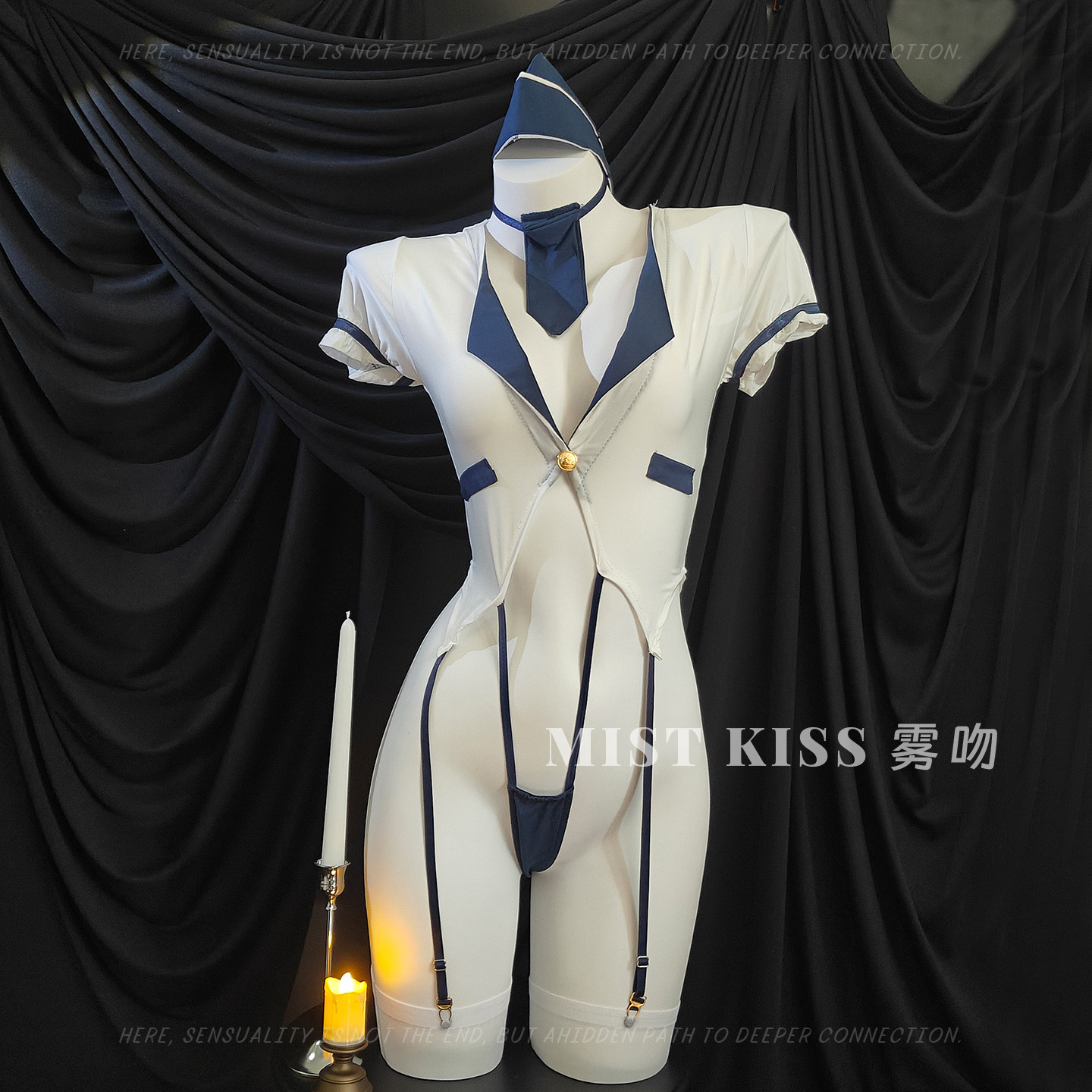 KISS机舱蜜诱*深V空姐制服情调角色扮演女士睡衣性感禁欲系连体衣