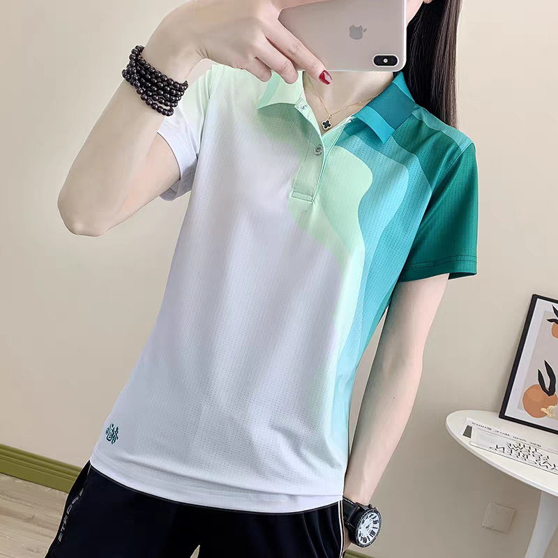 速干T恤女翻领短袖轻薄款吸湿排