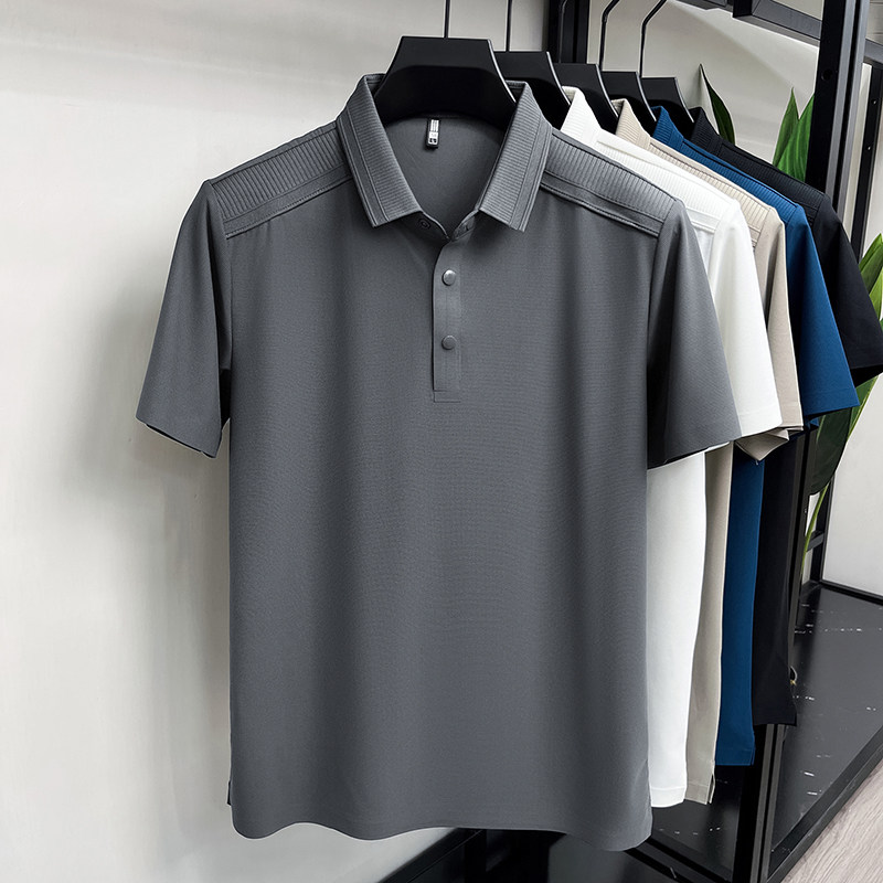 2026年春季男士短袖翻领POLO衫夏季商务休闲凉感纯色透气T恤上衣