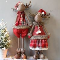 柔蓝若婷圣诞树装饰品可爱创意麋鹿雪人老人前台公仔圣诞节摆件