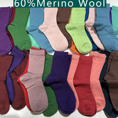 美丽奴羊毛袜女透气干爽无骨中筒薄款 70四季 款 春夏秋彩色徒步袜