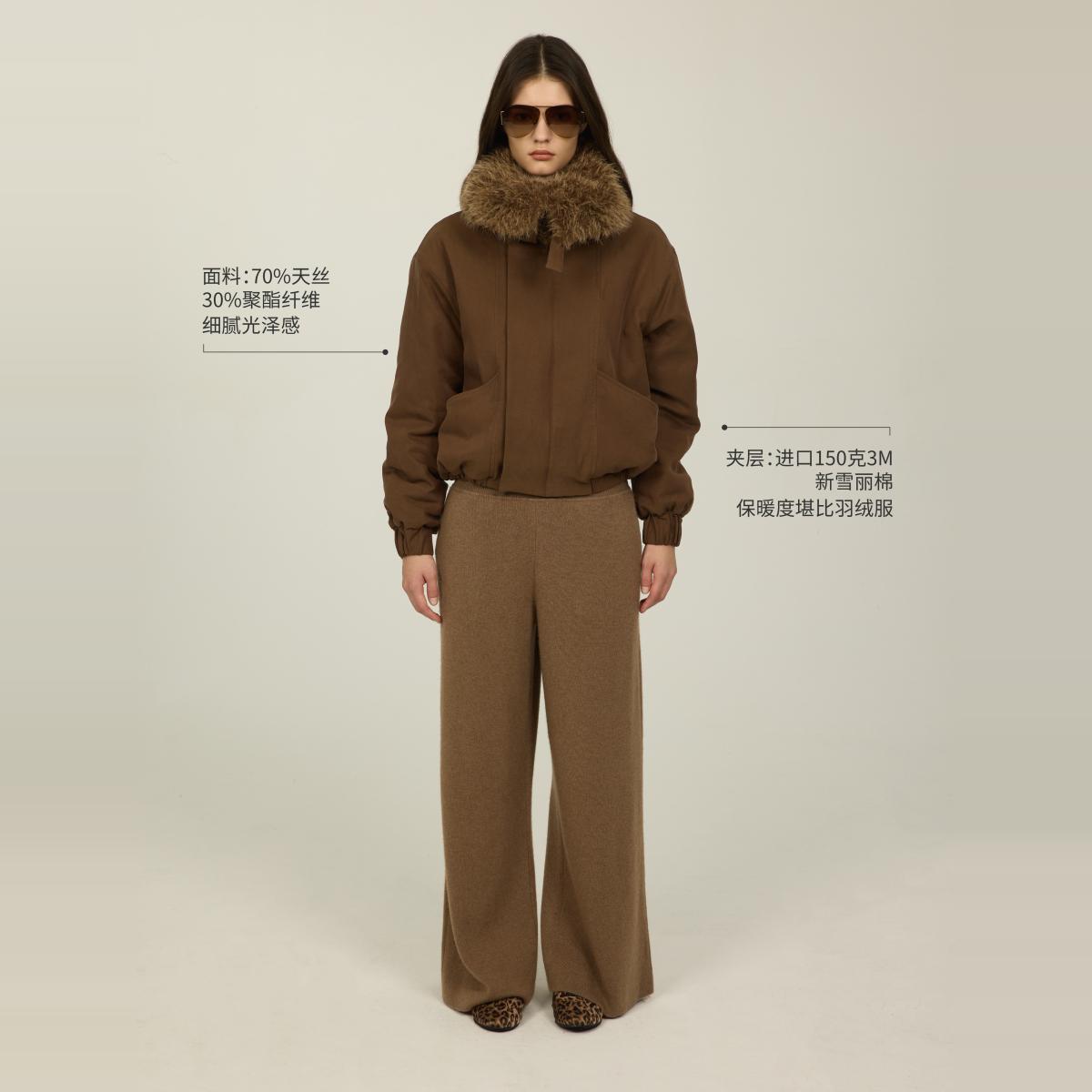 DUEECHEN双层大毛领加厚棉服