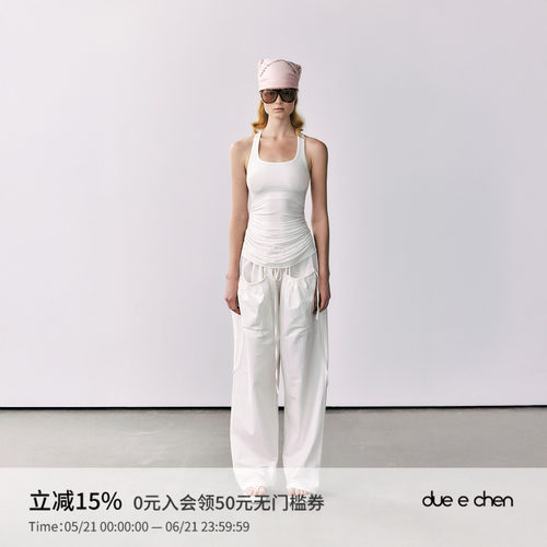 DUEECHEN抽皱腰立体口袋长裤