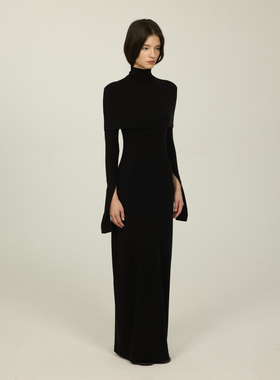 DUE E CHEN 原创设计两件套长袖斗篷针织连衣裙女高级感修身长裙