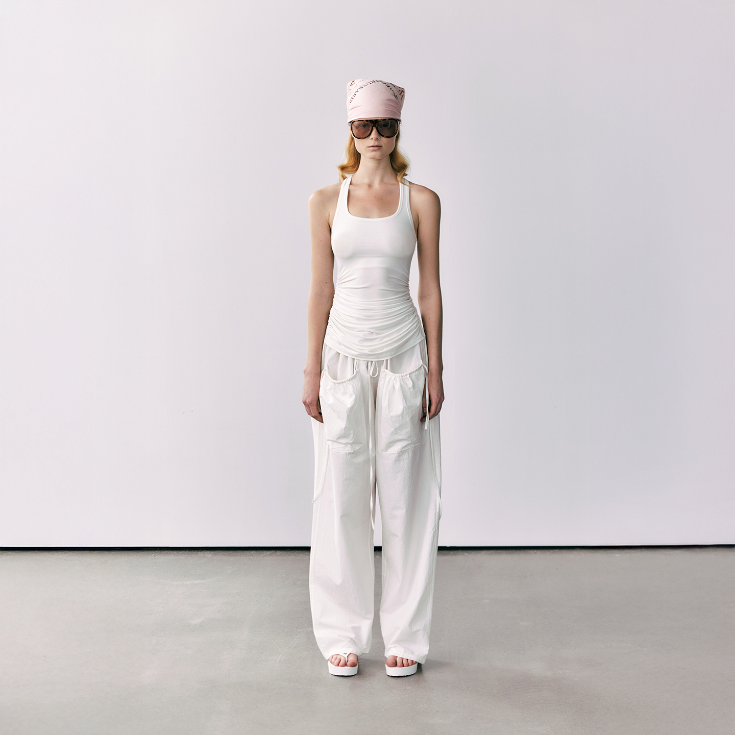 DUEECHEN抽皱腰立体口袋长裤