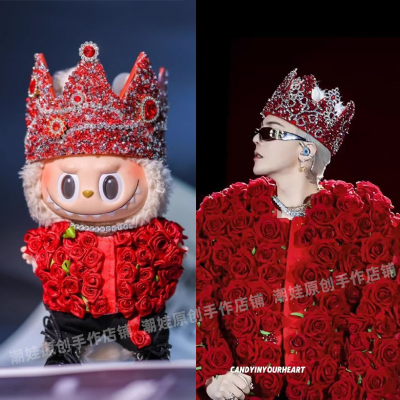 原创手作拉布布娃衣一二代三代全17cm权labubu志龙玫瑰花外套同款