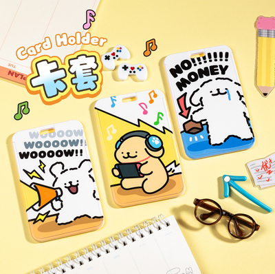 线条小狗Maltese原创没有钱卡套挂绳公交卡校园卡工作证学生卡女