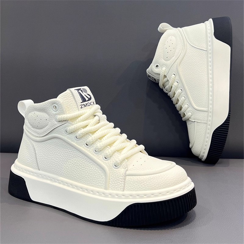 新款真皮小白鞋厚底增高软底板鞋