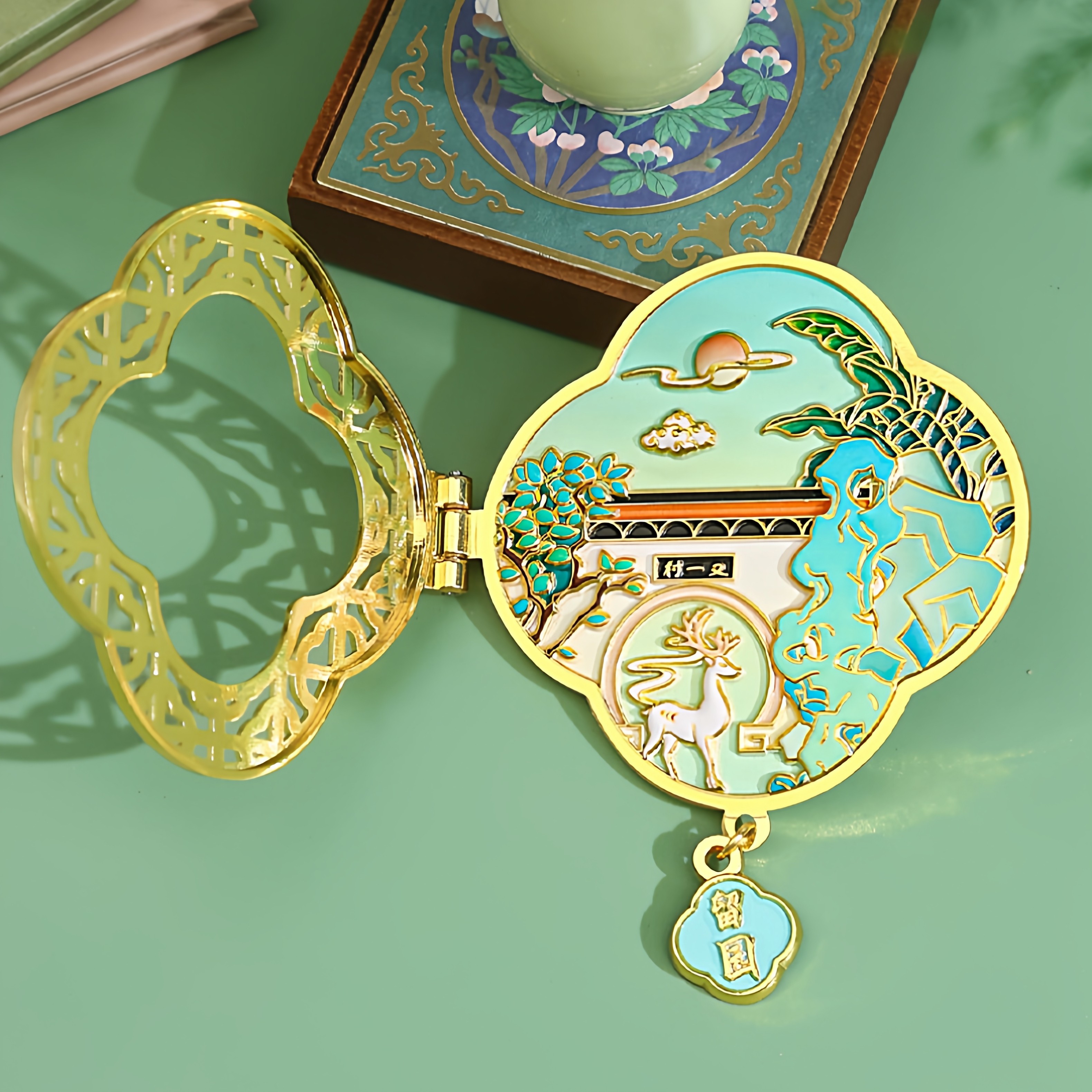 苏州园林国潮金属翻盖冰箱贴