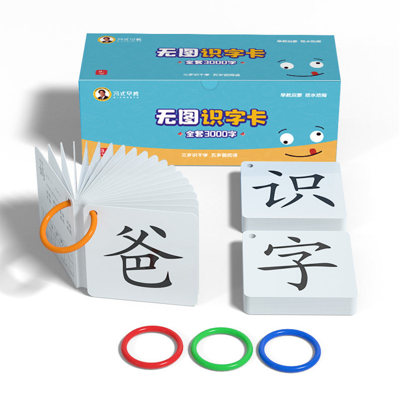 儿童识字卡3000字幼儿园宝宝无图识汉字生字卡片认字神器