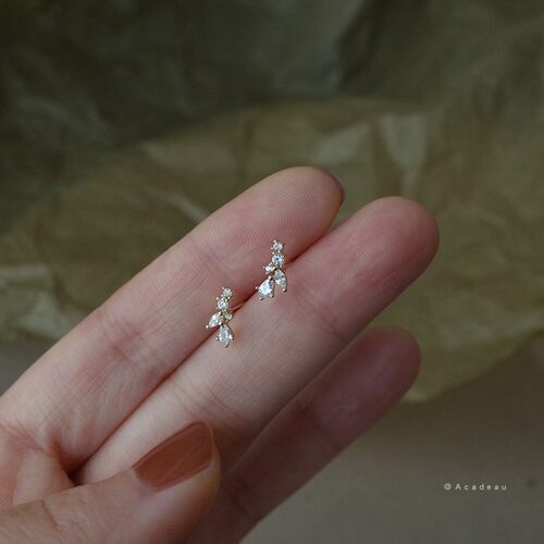 ROMANTIC925纯银镀K金耳钉女麦穗叶子日韩风格小巧简约气质耳饰品 - 封面