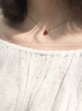 925纯银镀14K金爱心形项链女生