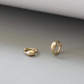 ROMANTIC简约 S925纯银镀18KK金耳环女迷你素椭圆法式 水滴耳骨扣