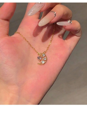 S925纯银月亮吊坠锁骨链女冷淡风