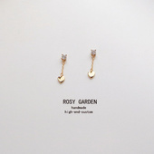 ROMANTIC通体S925纯银镀金耳钉简约心形锆钻小巧气质耳环ins网红