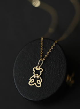 可爱蝴蝶结小熊小众设计锁骨链女