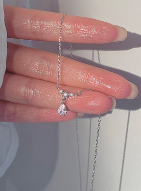 ROMANTICS925纯银项链轻奢小众水滴锁骨链女简约设计感气质小众新