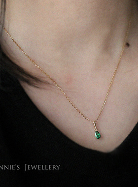 祖母绿小水滴吊坠高级感简约项链