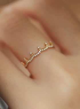 闪钻戒指公主皇冠轻奢小众日系