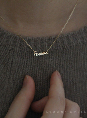 925纯银英文Forever项链女气质