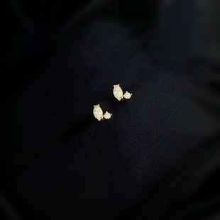 ROMANTIC925纯银镀18K金迷你耳钉耳骨钉小众设计叠戴中性极简耳饰