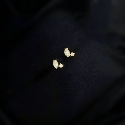 ROMANTIC925纯银镀18K金迷你耳钉耳骨钉小众设计叠戴中性极简耳饰